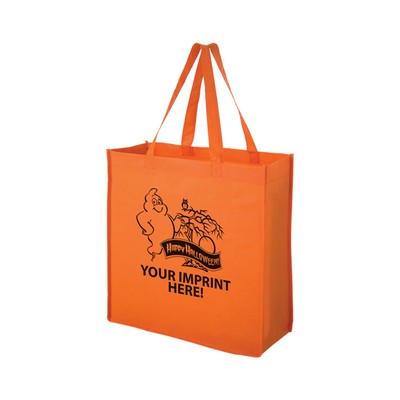 Halloween Stock Design Orange Non-Woven Tote Bag • Ghost - Customized (13"x5"x13")
