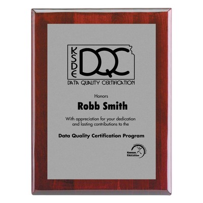 Plaque - 9"x12" Piano Wood Plaque w/ Silver Plate (7"x10")