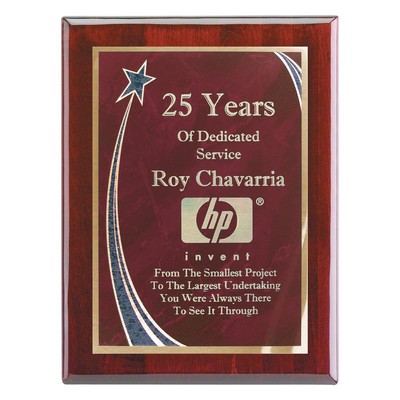 Plaque - 7"x9" Rosewood Wall Plaque with Red Rising Star Achievement Plate (5"x7")
