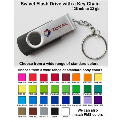 16 GB Swivel Flash Drive w/Key Chain