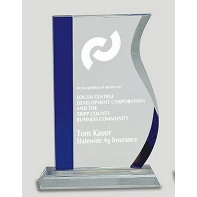 8¼" Classic Blue/Clear Wave Crystal Award