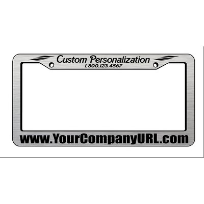 Ridged Brushed Chrome Faced Plastic License Frames ( Recessed Text)