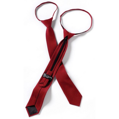 Red Polyester Poplin Adjustable Zipper Tie