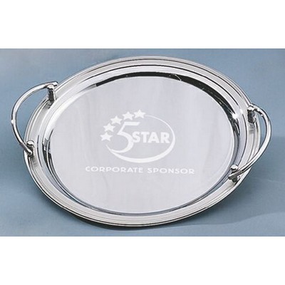 Silver Plated Round Tray w/Handles (14")
