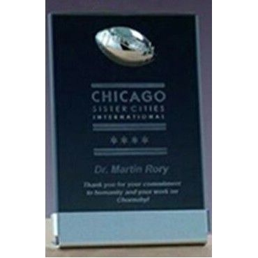 Silver Football Smoked Glass Plaque (6"x8.5")