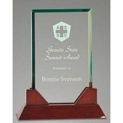 8¾" Premier Rectangle Jade Glass Award w/Piano Finish Base