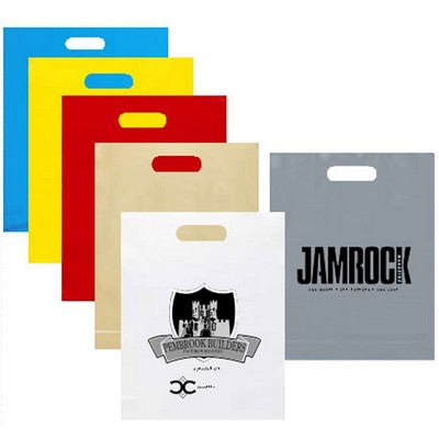 Reinforced Plastic Bags w/Fold Over Top & Die Cut Handles (15"x 18"x 4")