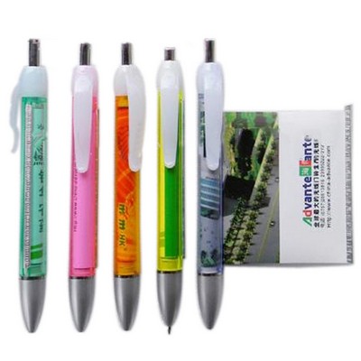 Clear Barrel Banner Pen with Frost White Clip