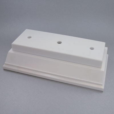 White Rectangular Plastic Trophy Base & Lid w/3 Holes (7-7/8" x 4¼")