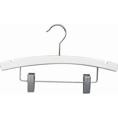 12" Children's White Wooden Hanger w/ Clips