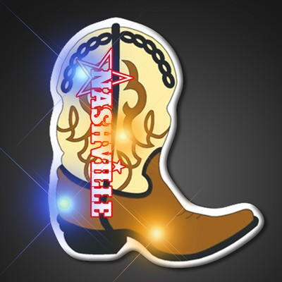 Brown Cowboy Boot Flashing LED Lights - PRINTED