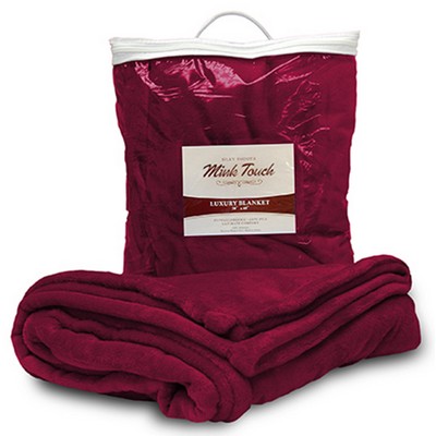 Mink Touch Luxury Blanket 50"X60"-- Burgundy -- (Embroidered)