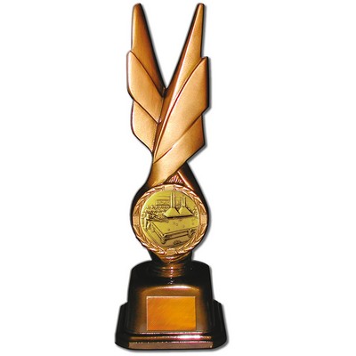 Stock Phoenix 12" Trophy with 2" Billiards Table Coin and Engraving Plate