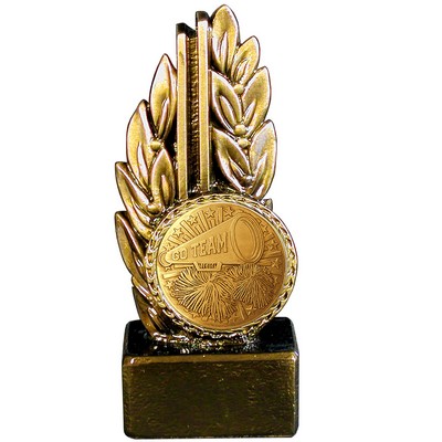 Stock 7" Laurel Trophy With 2" Cheerleading Coin and Engraving Plate