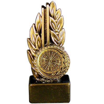 Stock 7" Laurel Trophy With 2" Darts Coin and Engraving Plate