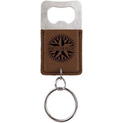 Rectangle Leatherette Bottle Opener Keychain