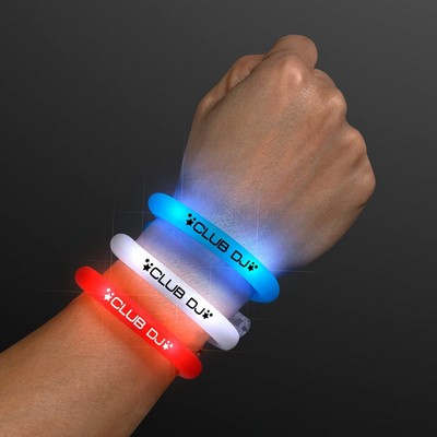 Flashing Tube Bracelets for 4th of July, Assorted Red, White & Blue - PRINTED
