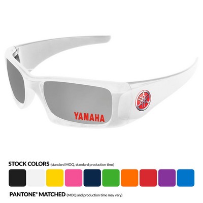 Wrap Mirror Sunglasses W/ Multi-Color Print