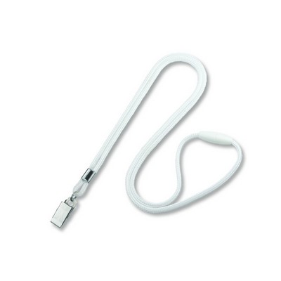 1/8" Breakaway Blank Lanyard w/Bulldog Clip (White)