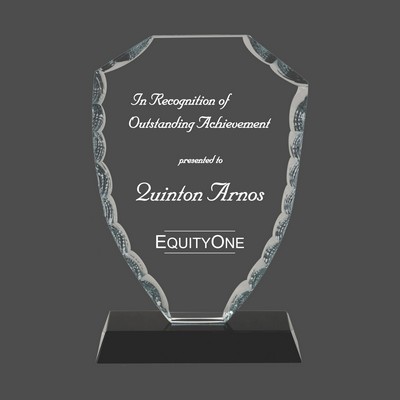 Shield Facet Glass Award on Black Base (8¼")