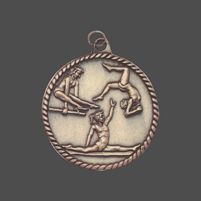 Gold Female Gymnastics High Relief Medal (2")