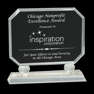 Rectangle Crystal Award on Clear Pedestal Base (6")