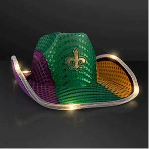 Light Up Mardi Gras Cowboy Hat - BLANK