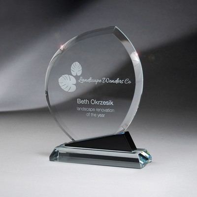 Promo Glass Clear Leaf on Black and Clear Glass Base (Medium)