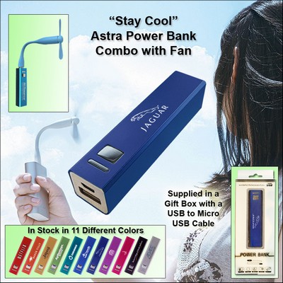 Dark Blue 1800 mAh Astra Power Bank Combo w/Fan