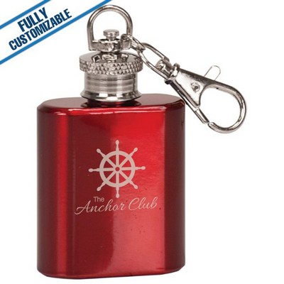 1 Oz. Gloss Red Flask Keychain