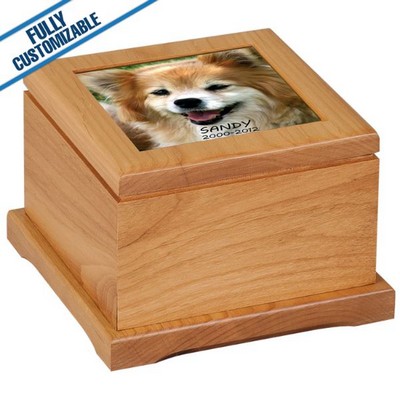 4.25" - Alder Pet Urn With Routed Top & Full Color Insert