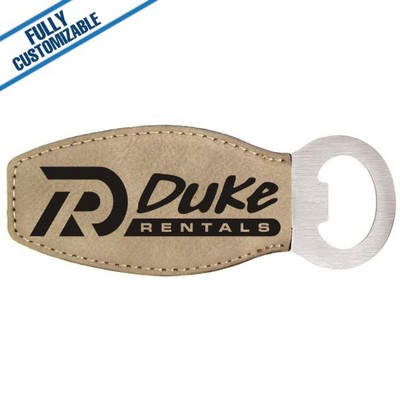 Light Tan Leatherette - Bottle Opener With Magnet