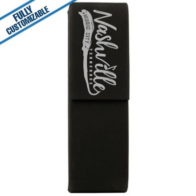 Black & Silver Leatherette - Double Pen Case