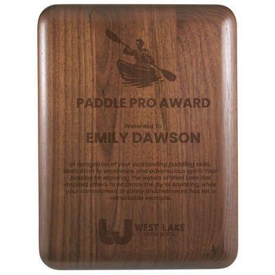 6" x 8" Elliptical Edge Round Corner Genuine Walnut Plaque