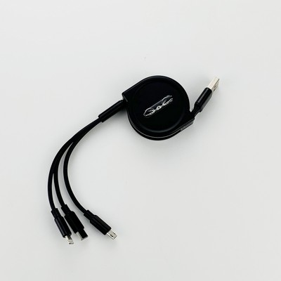 3-in-1 Multi Device retractable Charging Cable Set Packed In Plastic Gift Box