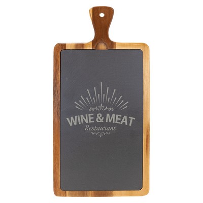 16" x 7¾" Acacia Wood/Slate Cutting Board