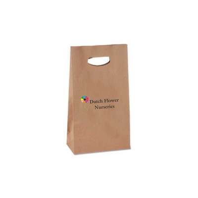 Natural Kraft Die Cut Handle Paper Bag - Digital Print (7 1/8" x 3 ¼" x 10 ¾")