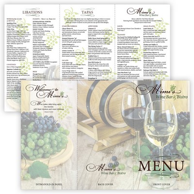 NEW! Full Color Tri-fold Disposable Paper Menu, Large