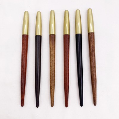 Wooden Roller Pen With Brass Screw Cap And Sharp End