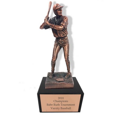 11 ½" Antique Bronze Electroplated Baseball Player Trophy