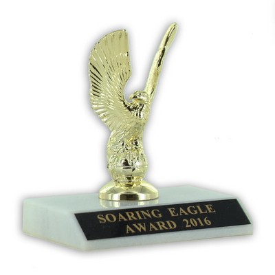 4 ½" Soaring Eagle Trophy w/White Plastic Base
