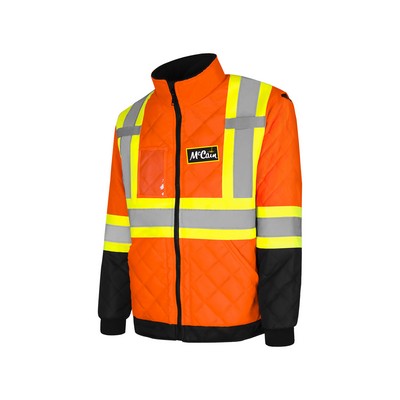 Orange/Black Quilted Freezer Jacket w/4" Tape