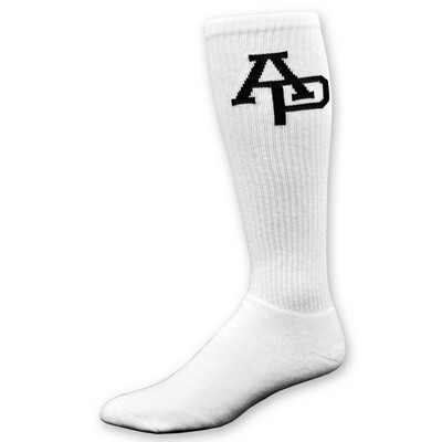 Made in the USA Full Cushion Knee High Sock with Knit-In Logo