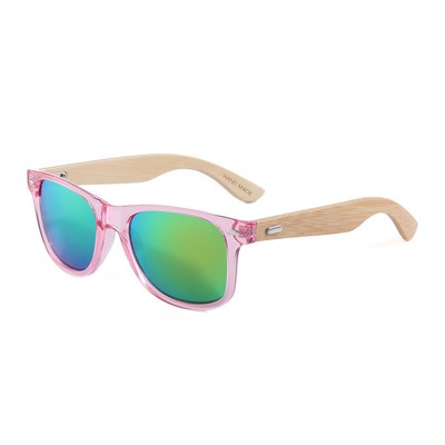 Sunglasses - Yellow Mirror Lenses - Clear Pink Frames
