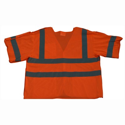 Orange Mesh ANSI 107-2015 Class 3 Breakaway Short Sleeve Vest