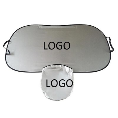 Foldable Silver Polyester Single Panel Oval Front Car Windshield Sunshade