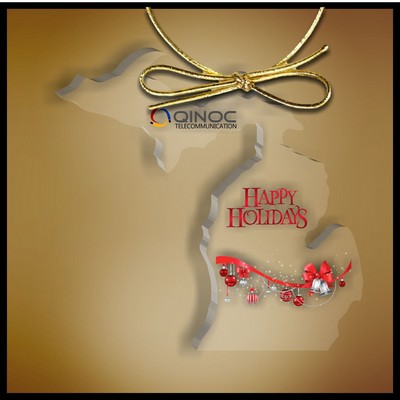 Michigan Ornament in Clear Acrylic