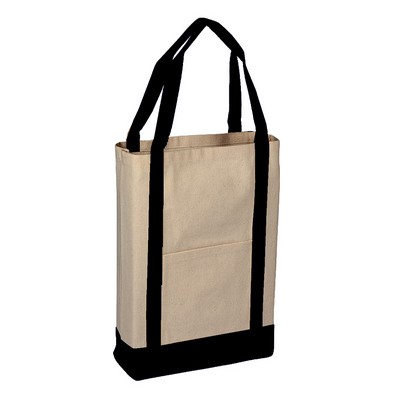 Two Toned Heavy Canvas Deluxe Tote Bag - Assorted Colors