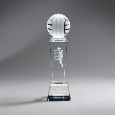 Male Volleyball Crystal Column with Ball
