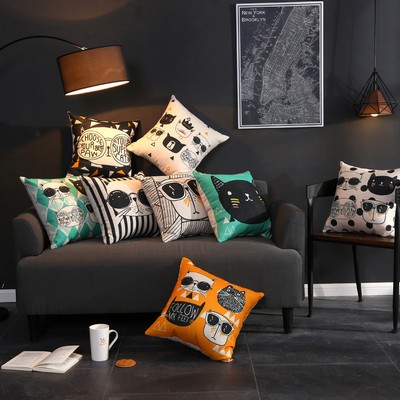 Full Printed 19.7 x 19.7" Premium Square Linen Throw Pillowcase With Hidden Zipper